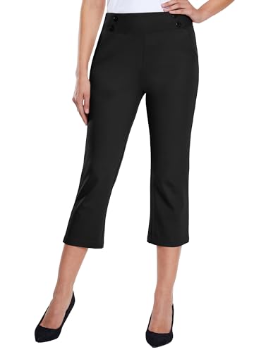 Willit Women's Stretch Capri Pants for Yoga, Work & Casual Straight Leg Style