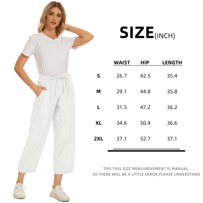Stylish Women's Comfortable Capri Pants with Drawstring Waist and Pockets